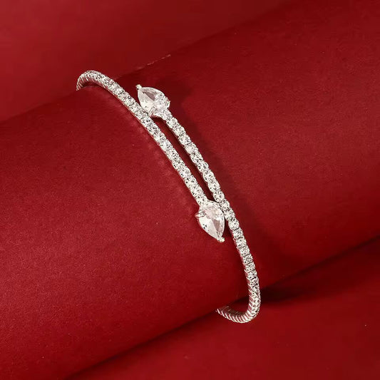 Miallo Fashion Rhinestone Bracelets for Women Silver Color Bangle Shining Luxury Trendy Ladies Girls Bracelet Jewelry Gifts